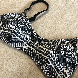 Bralette Bikini Top with Caged Back & Aztec Print